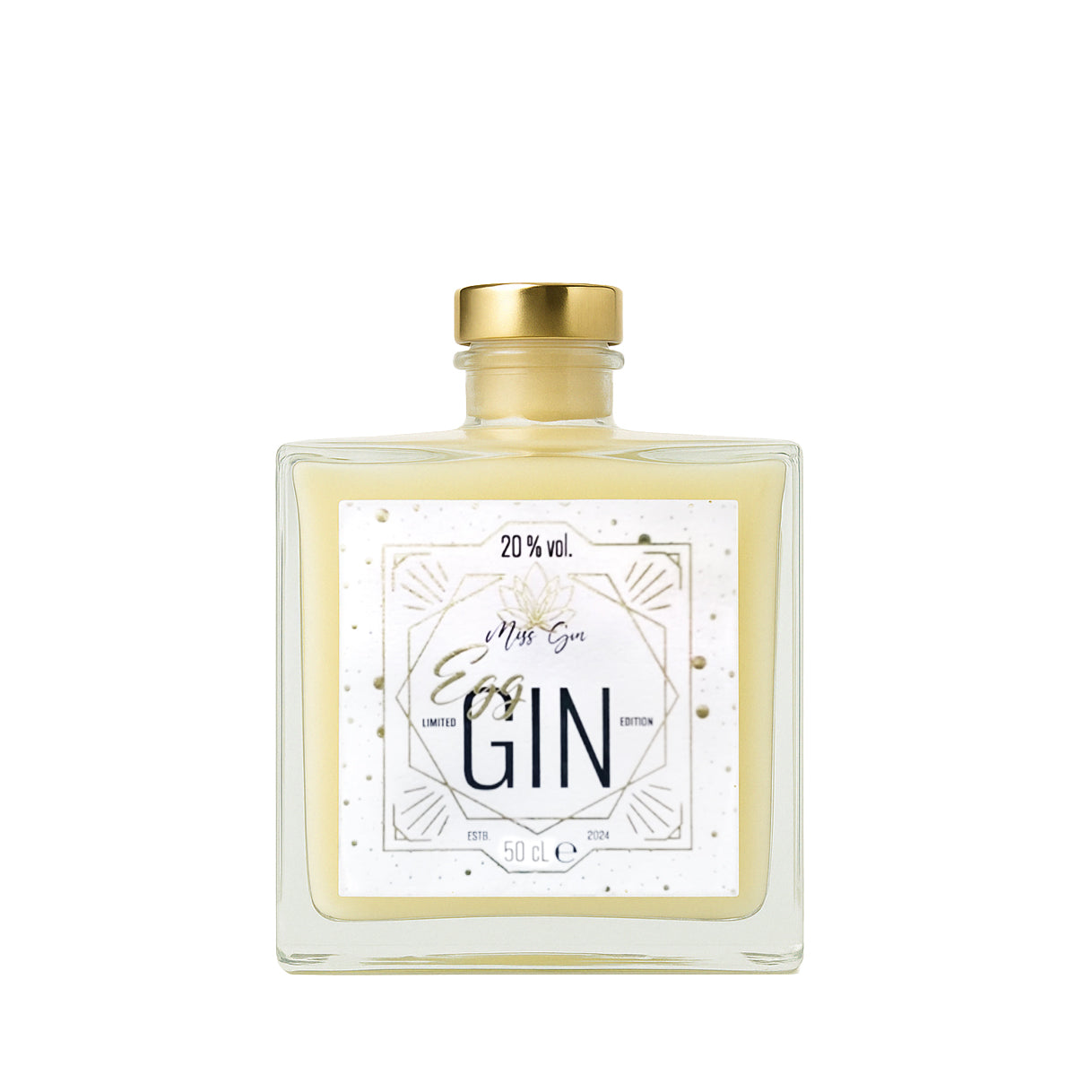 Egg Gin - Ginflasche mit passender Frucht oder Botanical, stilvoll angerichtet