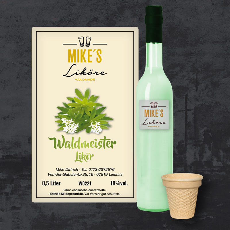 Waldmeister Likör – süß und frisch mit typischem Kräuteraroma, leuchtend grün und ideal für kreative Mixgetränke oder Desserts